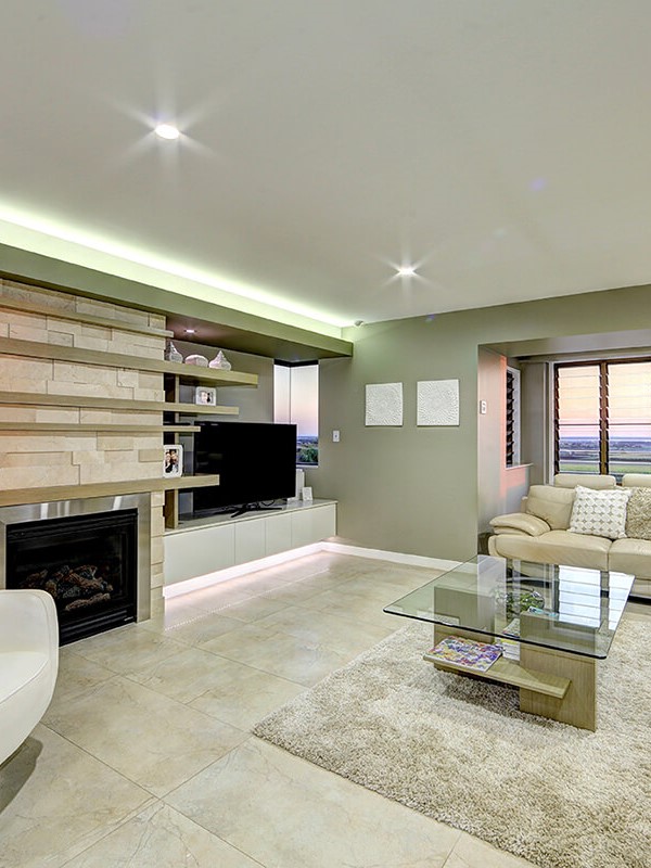 Modern looking warm living room