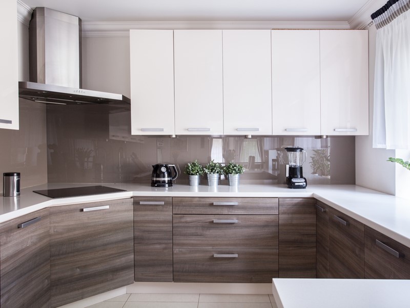 Kitchen cupboards in a modern kitchen