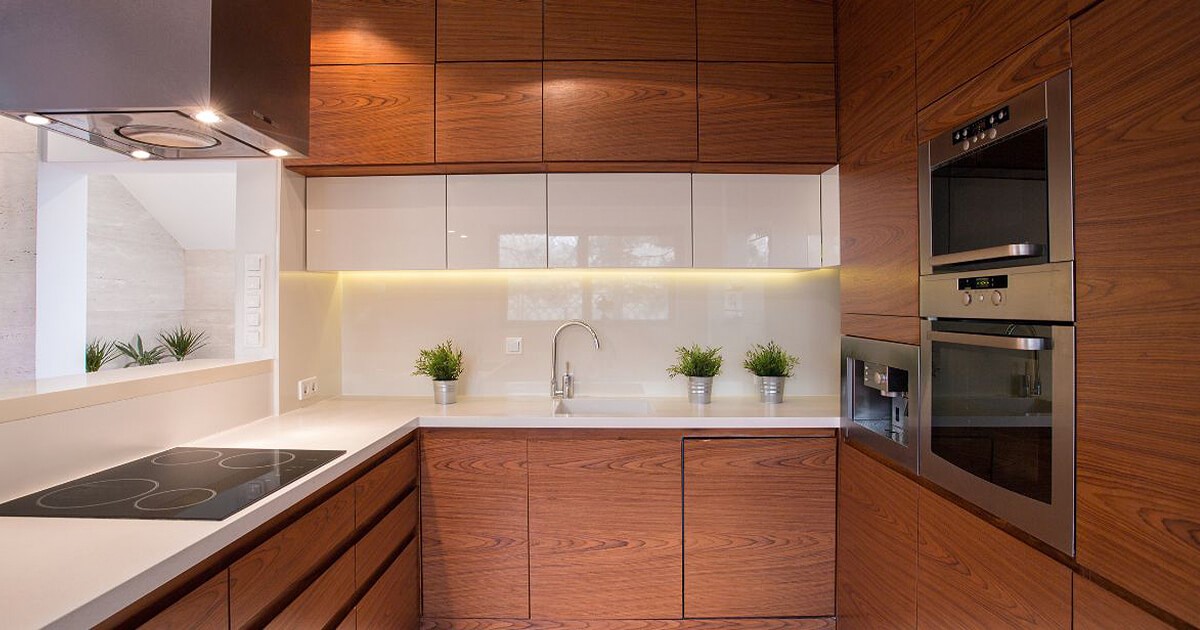 Modern white and dark timber kitchen idea