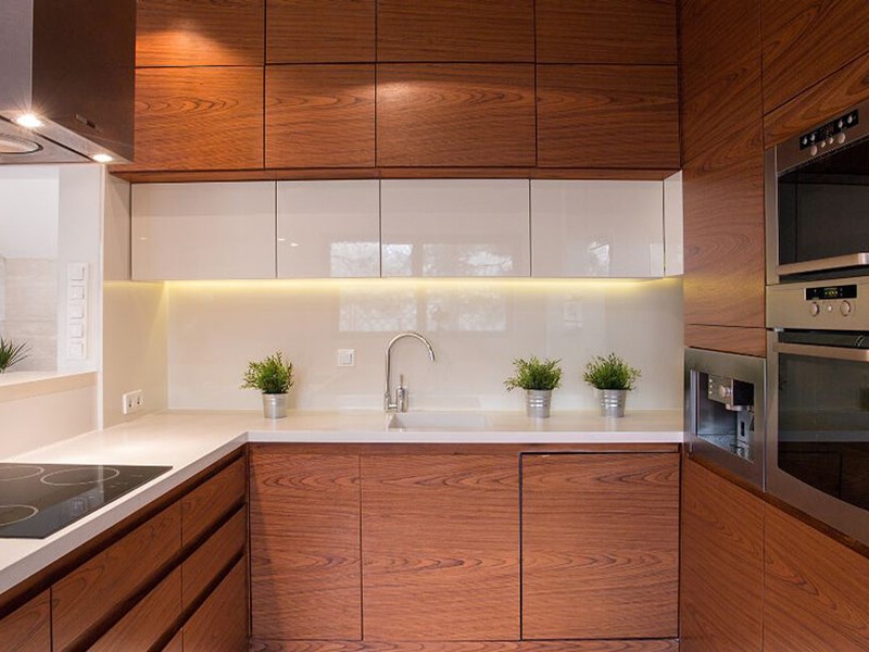 Modern white and dark timber kitchen idea