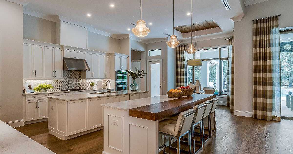 Large kitchen with classic detailing and high ceilings