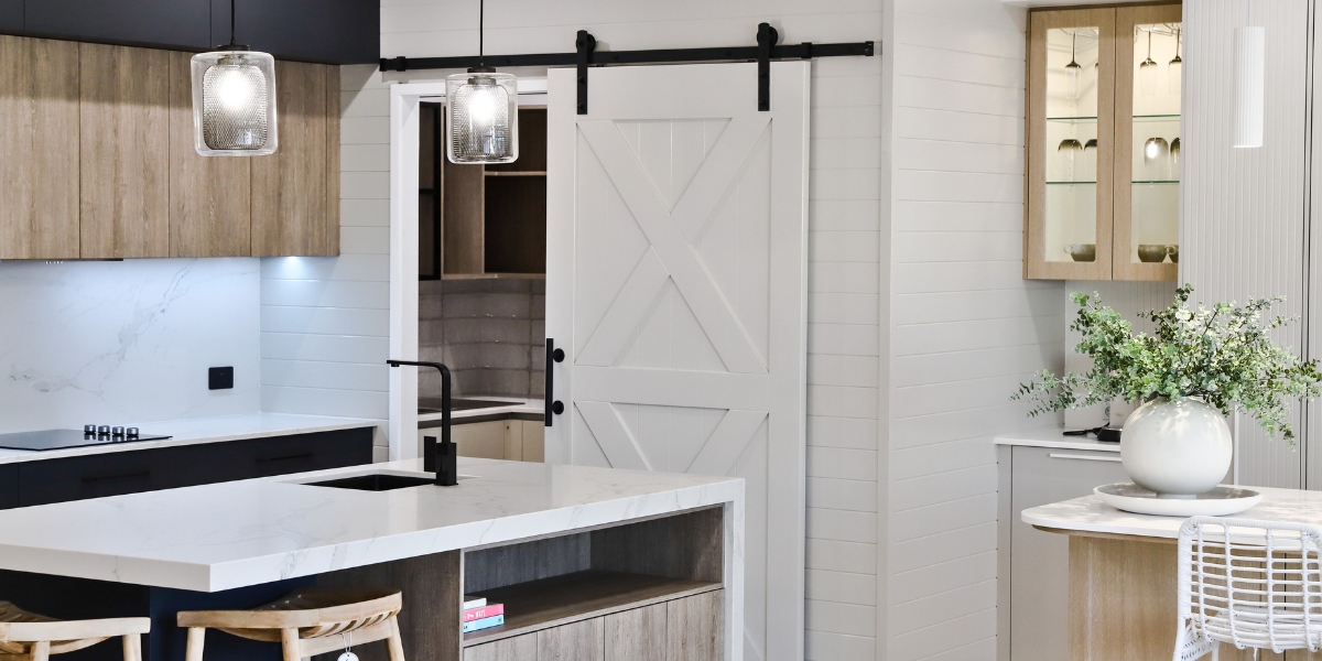 Adina Designrooms kitchen with barn door