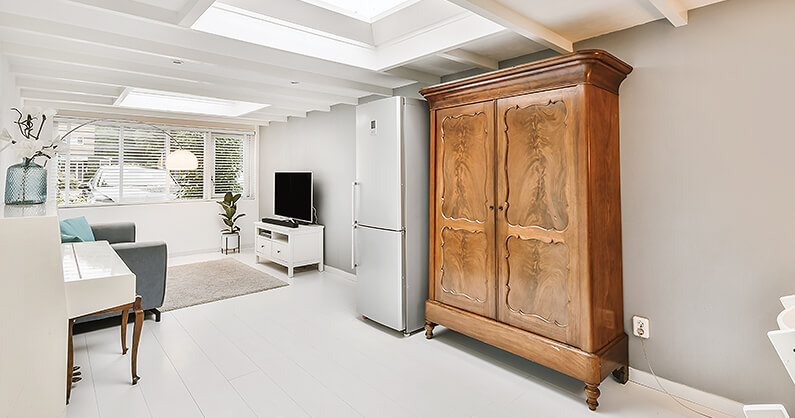 Living room with skylights for eco-friendly finish