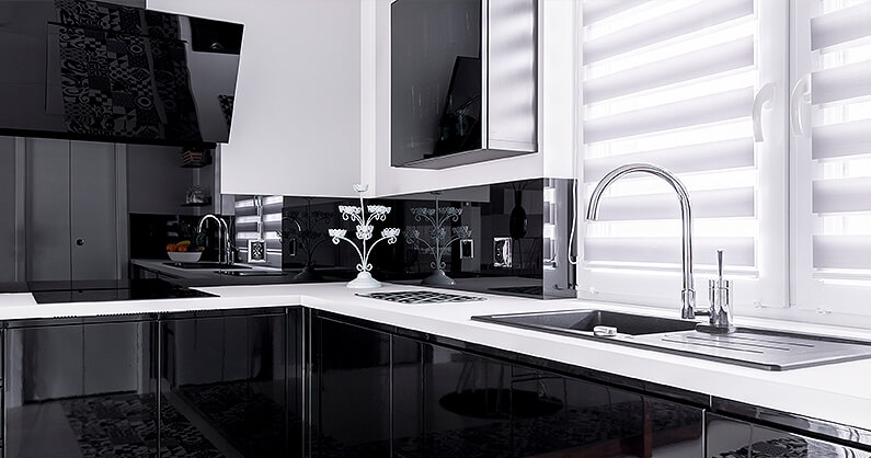 Black and white kitchen cabinets