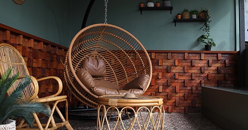 Living room with round chair