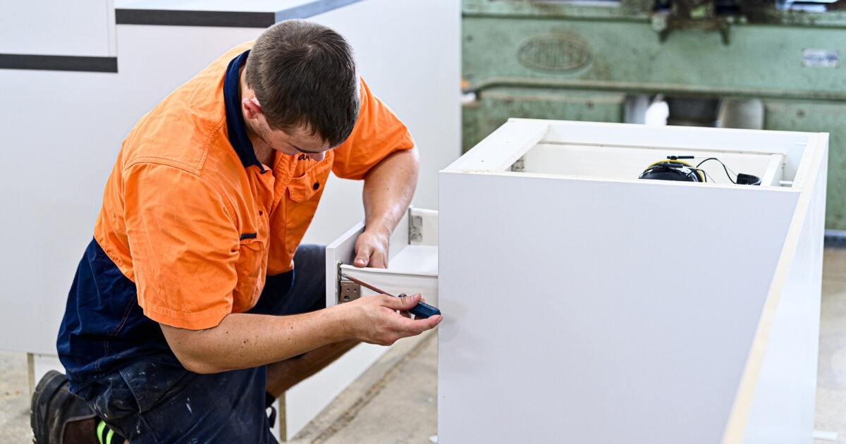 Cabinet maker from Adina creating a custom cabinet