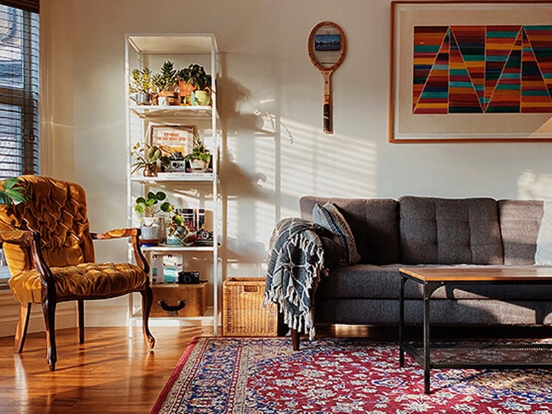 Rug in colourful living room