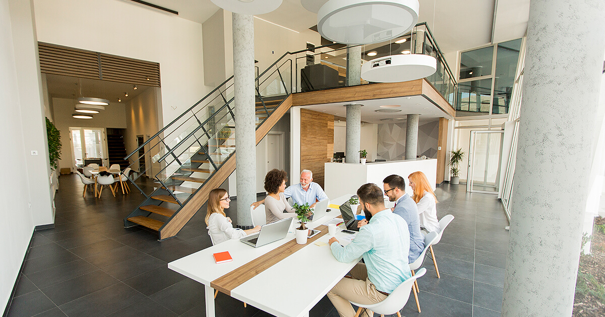 Office work place with various spaces