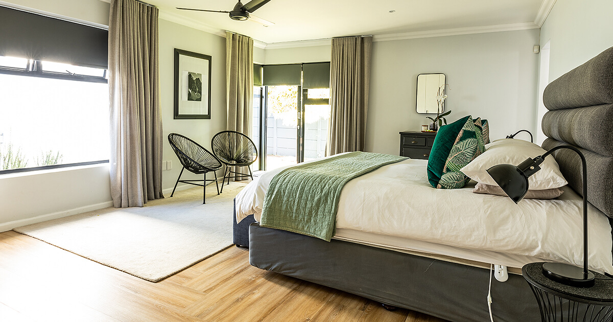 Texture and layers in master bedroom