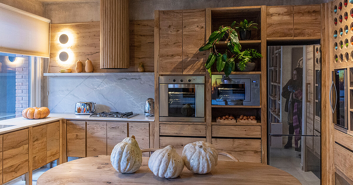 Kitchen cabinets made of timber