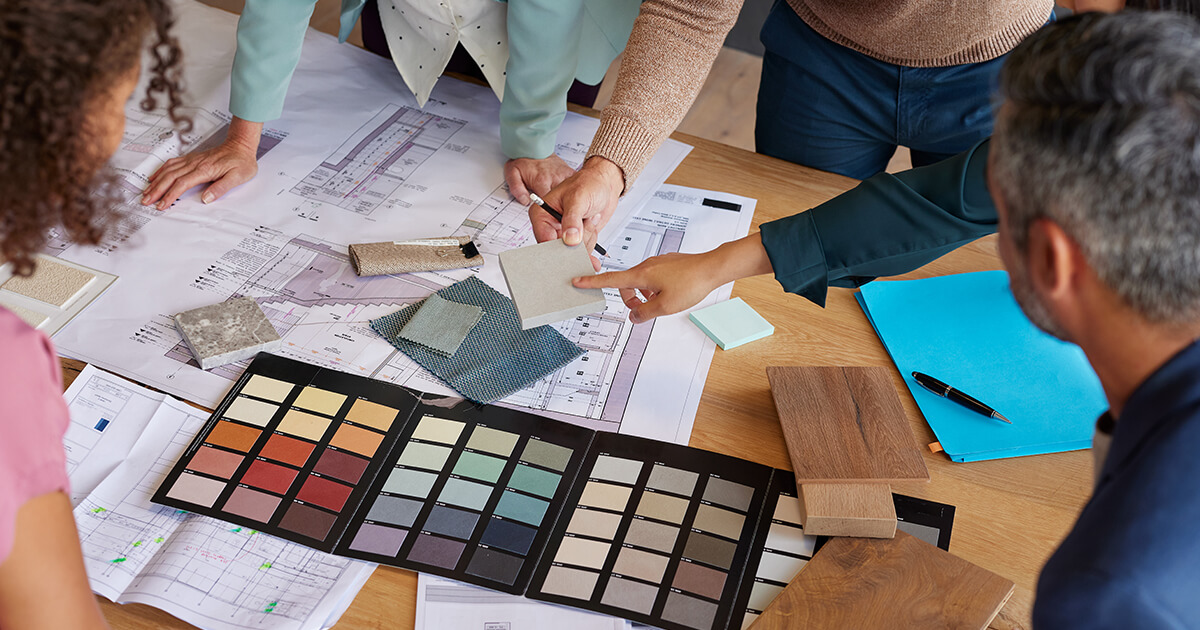 Interior designers creating a mood board for a house