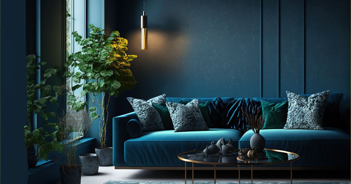 Colour drenching blue room