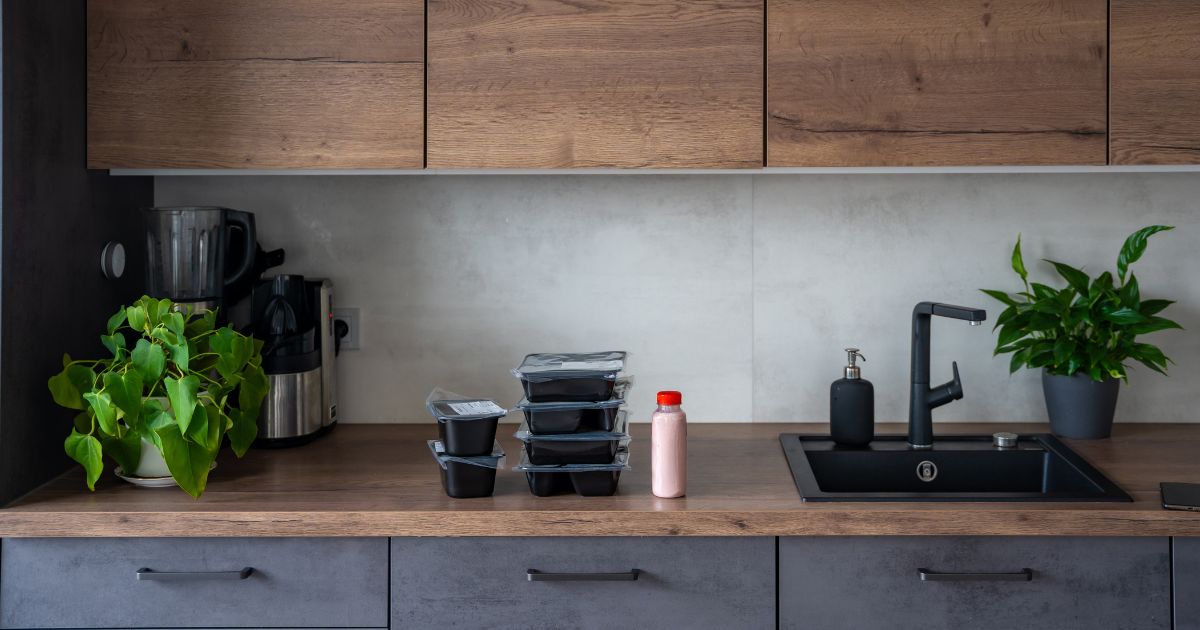 Handleless cabinets made from wood