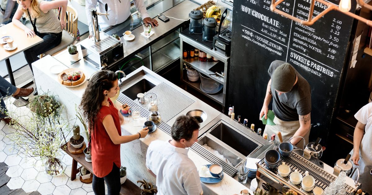 Top down view of counter